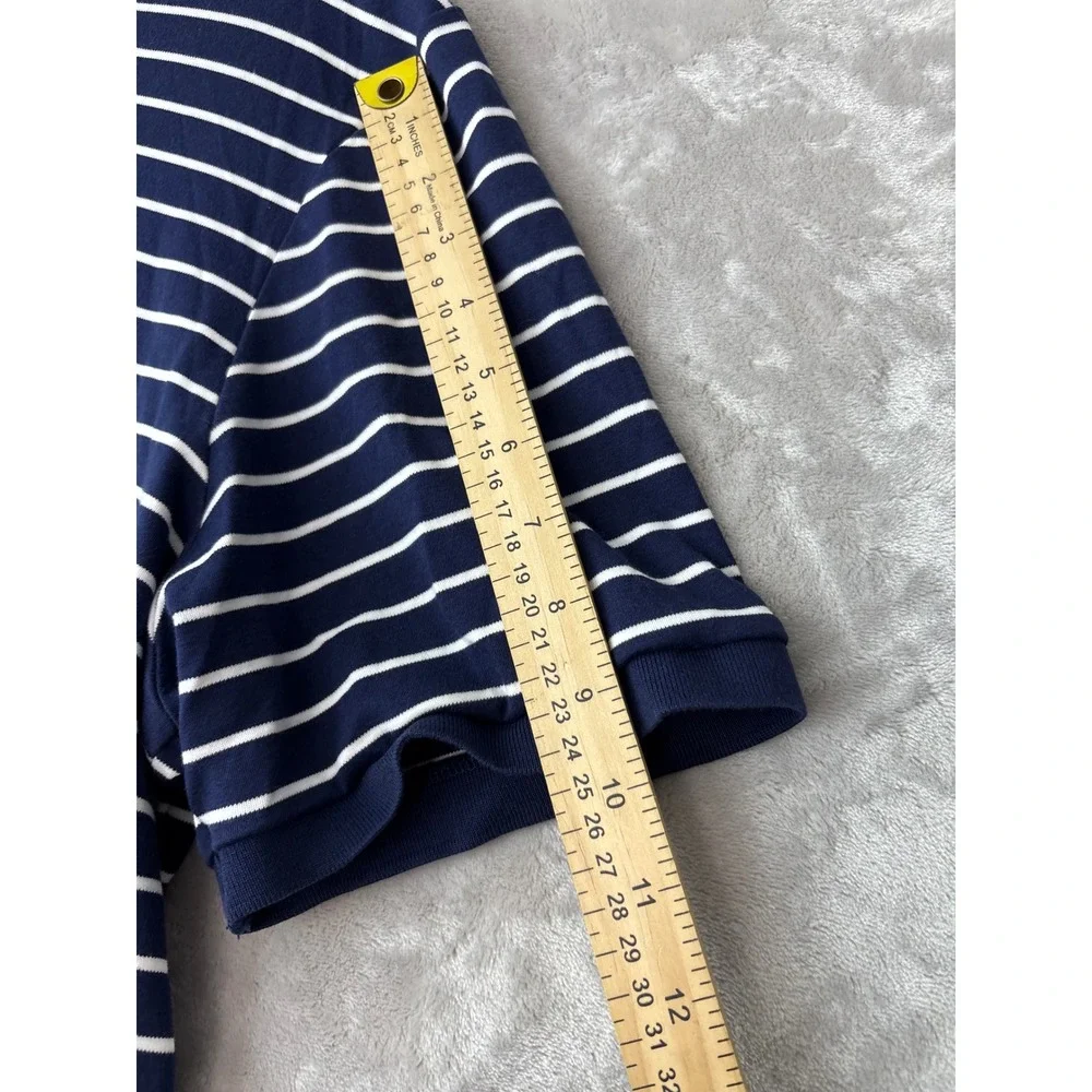Polo Ralph Lauren Mens XL Pima Soft Touch Striped Polo Shirt Navy Blue White
